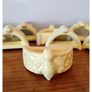 Temptations Bee-Lieve Napkin Rings Ceramic Yellow Bumblebee Set of 8